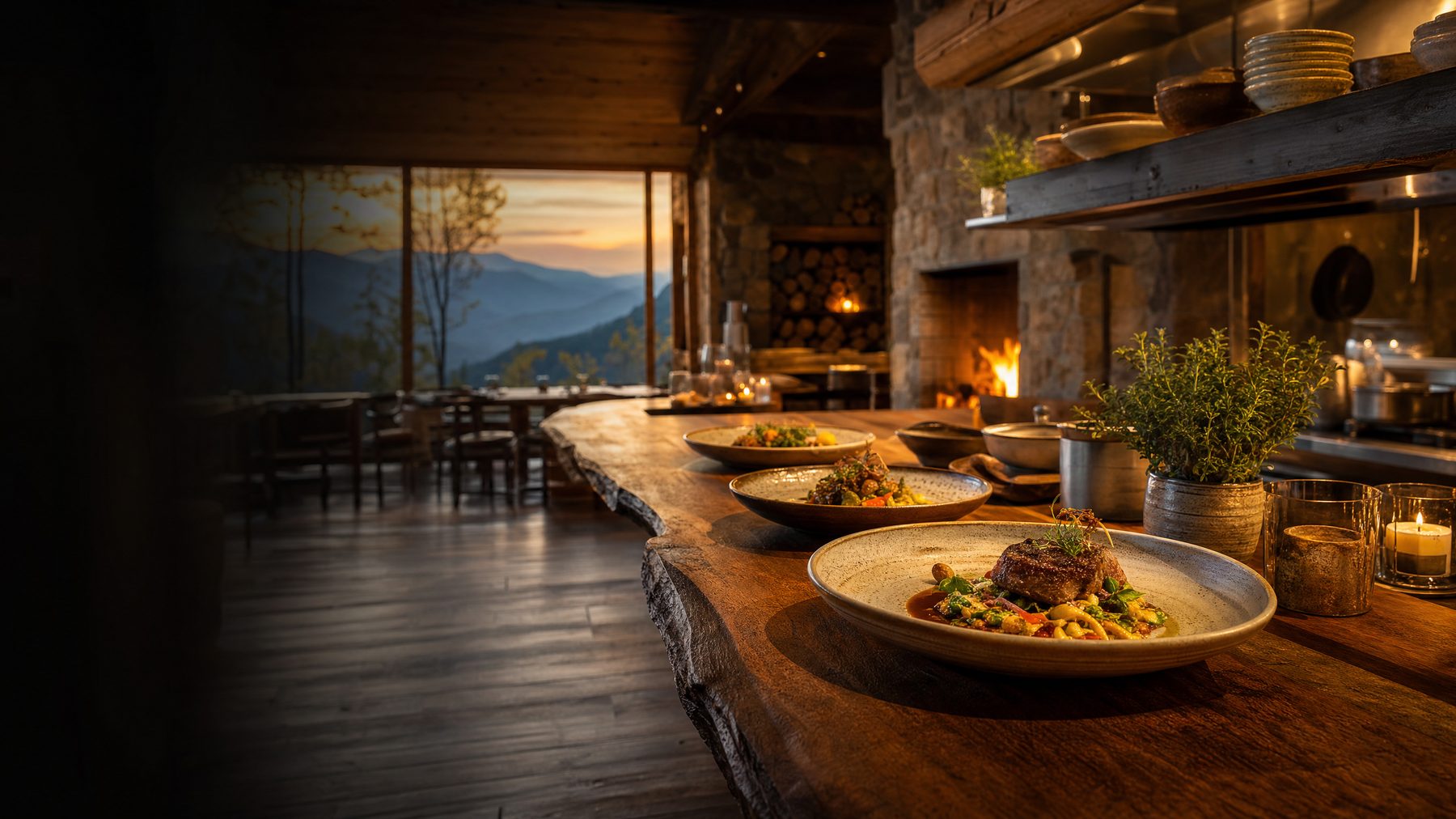 Premium restaurant website concept hero imagery