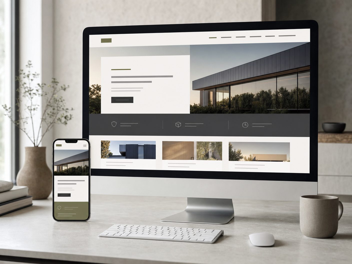 Desktop and mobile mockup of a polished business website